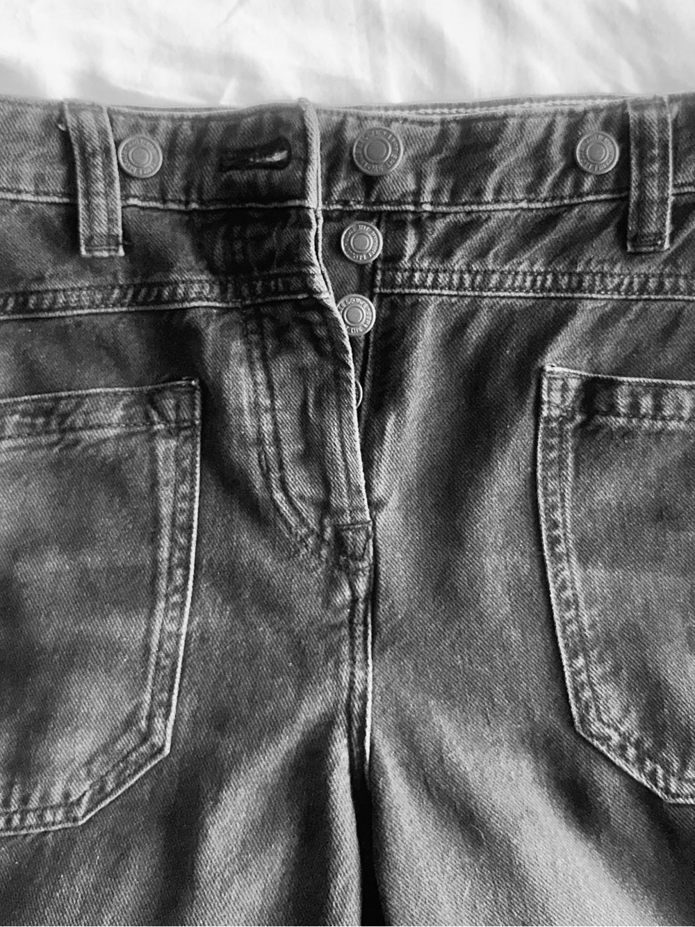 Free People High-Rise Button-Fly Jeans in Black Wash